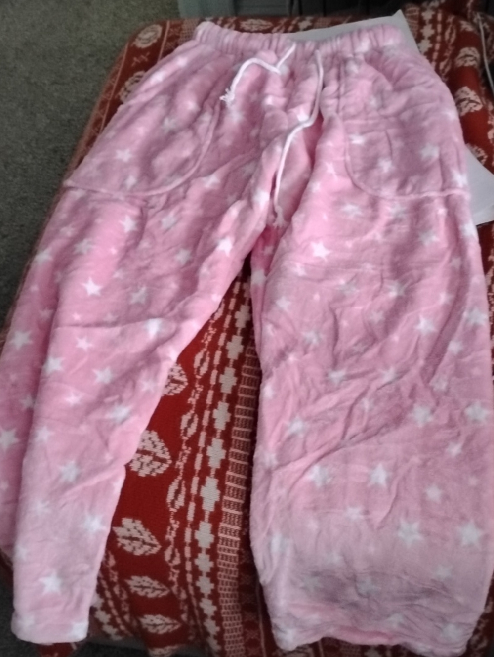 Women's Small Pink Star Fleece Pajama Bottoms